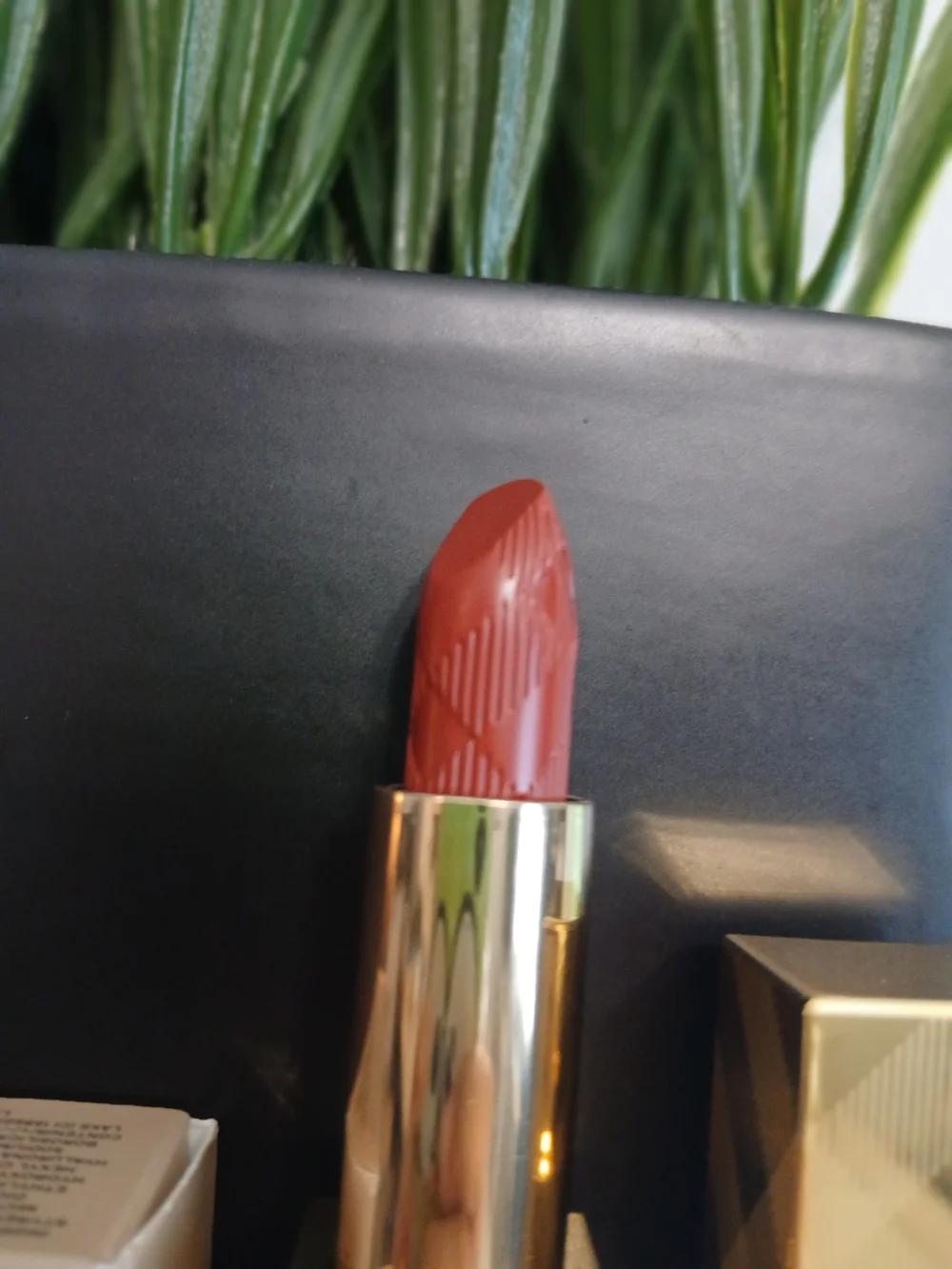 Burberry Luxe Gold-Trim Brick Red Lipstick